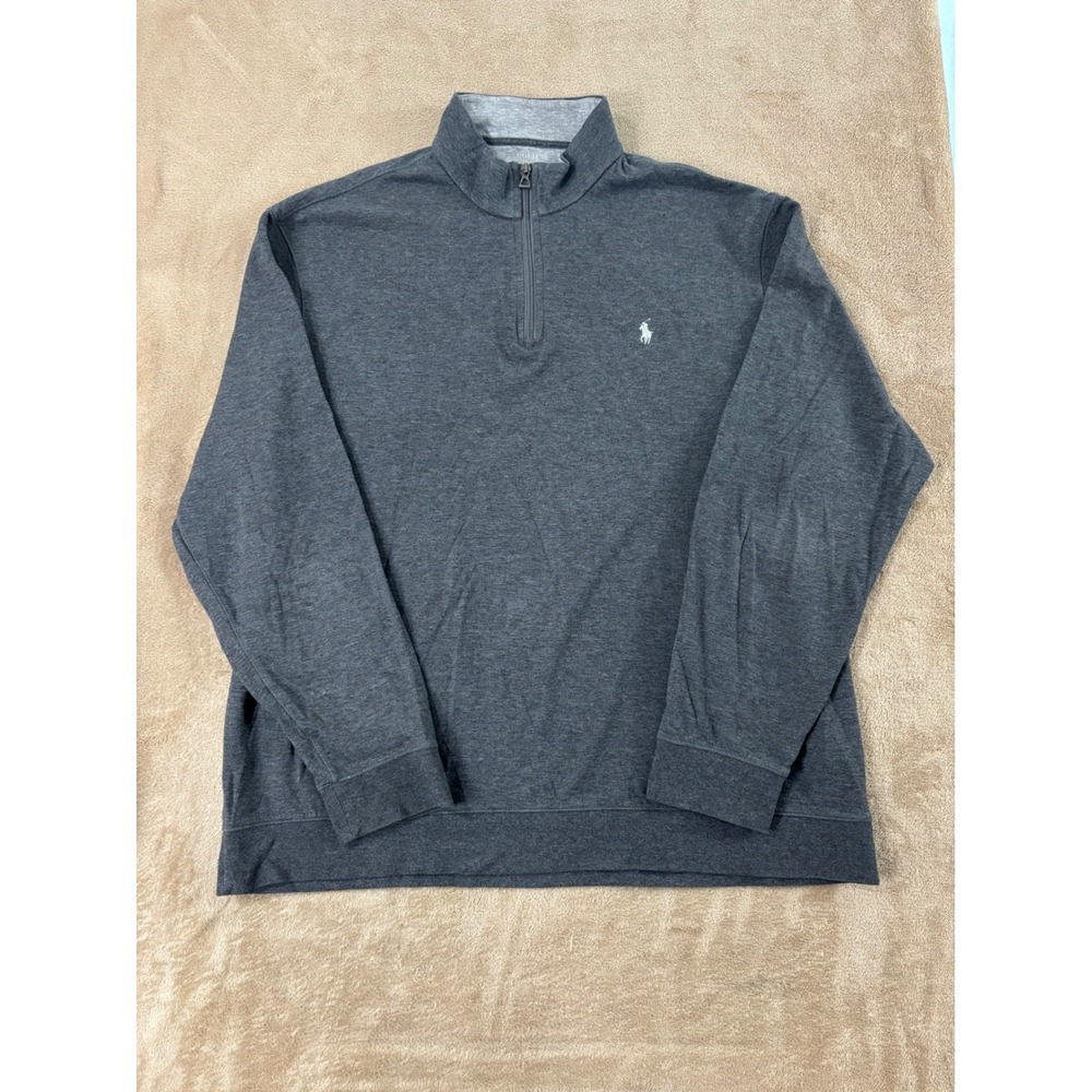 Polo Ralph Lauren Quarter Zip Pullover Mens 2XL Gray Good‎ Condition Faded Color